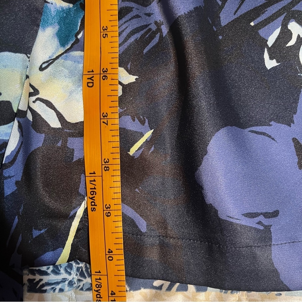 Reversible Navy Floral Satin Japanese Kimono Large - Picture 6 of 8